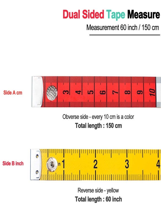 Jasol Tape Measure Measuring Tape for Body Fabric Sewing Tailor Cloth Knitting Home Craft Measurements,60-Inch/150-Cm Soft Multicolor Tape Measure, Tape Set with Snap Button Closure,dual Sided - Image 5